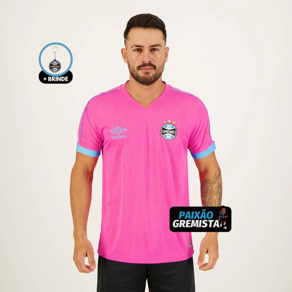 Camisa Grêmio Outubro Rosa 23/24 - Umbro Masculina Rosa