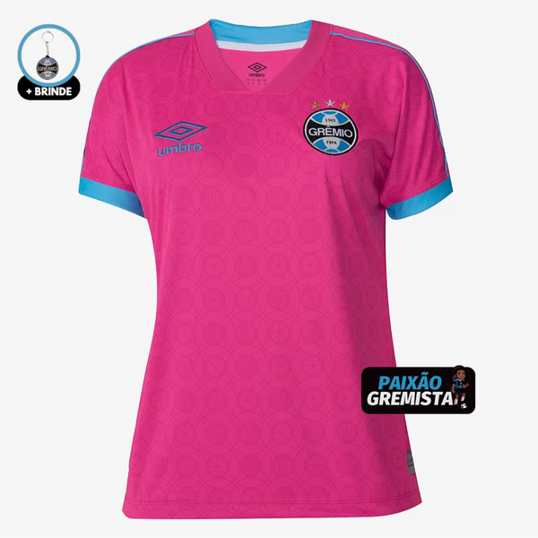 Camisa Grêmio Outubro Rosa 23/24 - Umbro Feminina Rosa